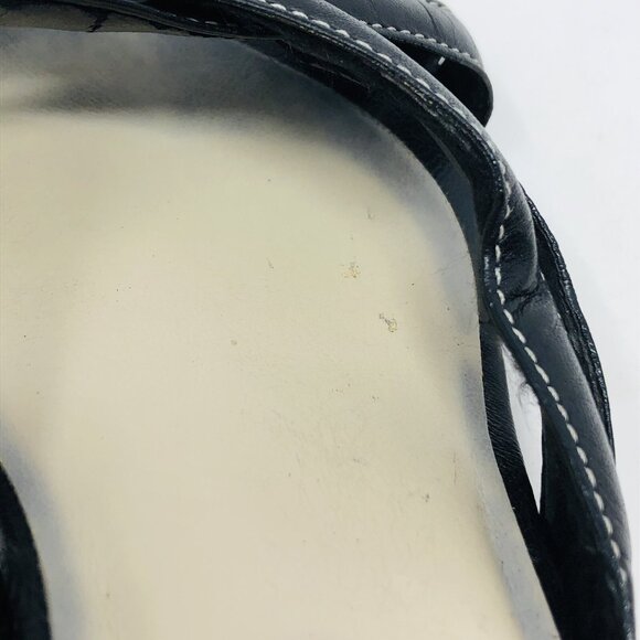 Talbots Sandal Womens 6B Black Leather Strappy Mid Kitten Heel Open Toe Slip On - Picture 12 of 12
